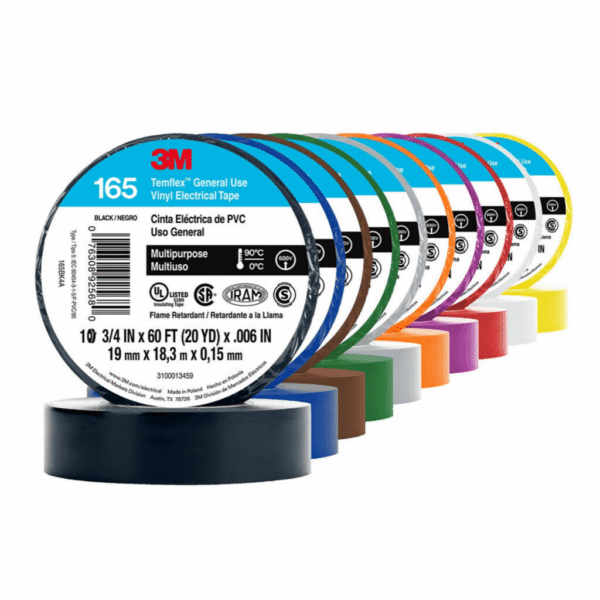 3M Temflex 165 Black Vinyl Electrical Tape – 1653M
