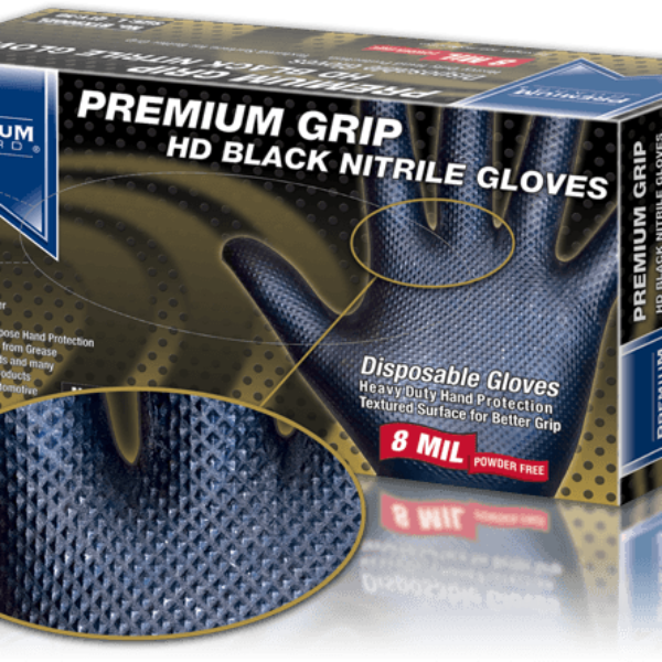 Premium Grip HD 8 MIL Black Nitrile Gloves - Large - BTX9002L